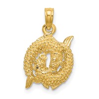 14K Yellow Gold 3-D Pisces Zodiac Charm view 1