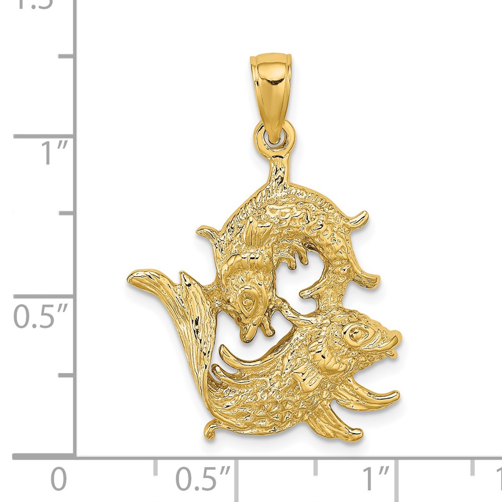 14k Large Pisces Zodiac Charm (C3178)
