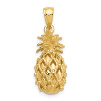 14K Yellow Gold 3-D Cut-Out Pineapple Pendant view 3