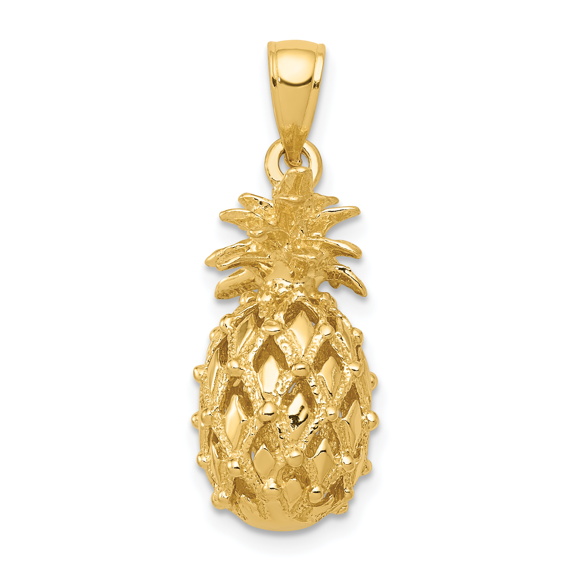 14k 3-D Cut-Out Pineapple Pendant (C3205)