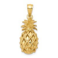 14K Yellow Gold 3-D Cut-Out Pineapple Pendant view 1
