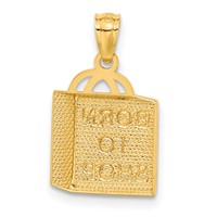 14K Yellow Gold Shopping Bag Pendant with Born to Shop view 3