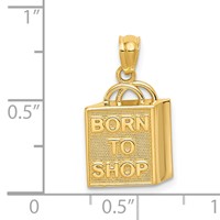 14K Yellow Gold Shopping Bag Pendant with Born to Shop view 4