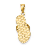 14K Yellow Gold 3-D Flip Flop Pendant view 4