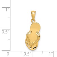 14K Yellow Gold 3-D Flip Flop Pendant view 3