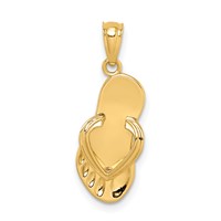14K Yellow Gold 3-D Flip Flop Pendant view 1