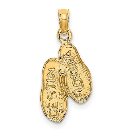 14k 3-D DESTIN FLORIDA Double Flip-Flop Charm