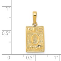 14K Yellow Gold Mile 0 Key West Mile Marker Pendant view 4