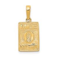 14K Yellow Gold Mile 0 Key West Mile Marker Pendant view 1