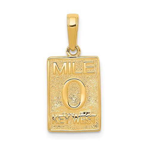 14K Yellow Gold Mile 0 Key West Mile Marker Pendant