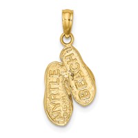 14K Yellow Gold 3-D Myrtle Beach Flip-Flops Charm view 4