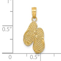 14K Yellow Gold 3-D Myrtle Beach Flip-Flops Charm view 3
