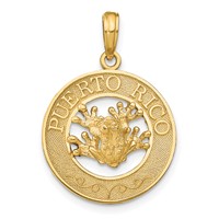 14K Yellow Gold Puerto Rico Pendant with Frog view 1