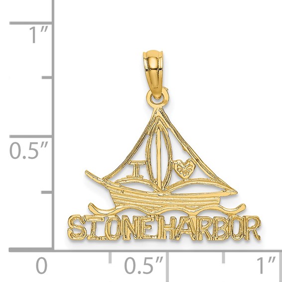 14k I HEART STONE HARBOR Sailboat Charm
