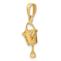 14K Yellow Gold 3-D Beach Bucket Charm with Moveable Shovel view 5