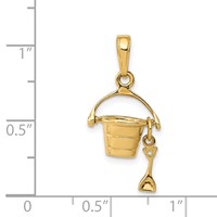 14K Yellow Gold 3-D Beach Bucket Charm with Moveable Shovel view 4