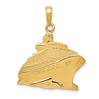 14K Yellow Gold Large Cruise Ship Pendant view 1