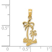 14K Yellow Gold Double Palm Trees Pendant view 4