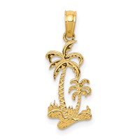 14K Yellow Gold Double Palm Trees Pendant view 1