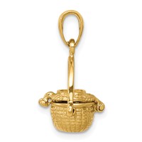 14K 3-D Nantucket Basket with Moveable Lid and Handle Pendant view 2