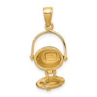 14K 3-D Nantucket Basket with Moveable Lid and Handle Pendant view 5