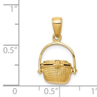 14K 3-D Nantucket Basket with Moveable Lid and Handle Pendant view 3