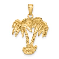 14K Yellow Gold Double Palm Trees Pendant view 3