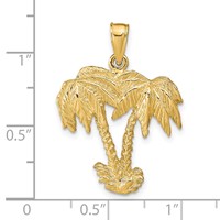 14K Yellow Gold Double Palm Trees Pendant view 4