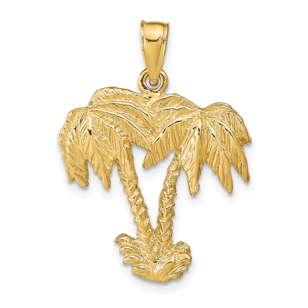 14k Double Palm Trees Pendant (C3333)