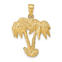 14K Yellow Gold Double Palm Trees Pendant view 1