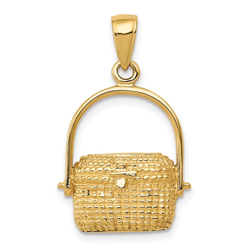 14K Yellow Gold Large Nantucket Basket Pendant