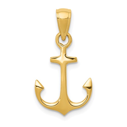 14K Yellow Gold Anchor Pendant