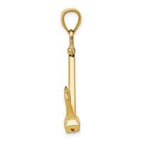 14K Yellow Gold 3-D T-Bar Style Anchor Pendant view 2