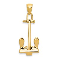 14K Yellow Gold 3-D T-Bar Style Anchor Pendant view 3