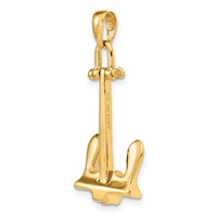14K Yellow Gold 3-D T-Bar Style Anchor Pendant view 4