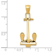 14K Yellow Gold 3-D T-Bar Style Anchor Pendant view 5