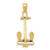 14K Yellow Gold 3-D T-Bar Style Anchor Pendant view 1