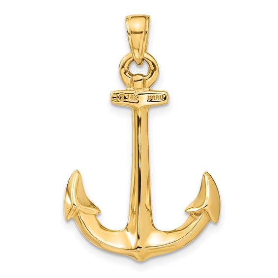 Gold Polished Anchor Pendant