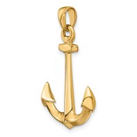 14K Yellow Gold 3-D Anchor Pendant view 5