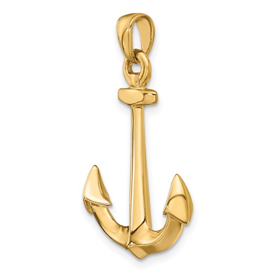 Gold Polished Anchor Pendant