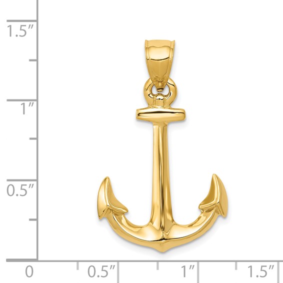 Gold Polished Anchor Pendant
