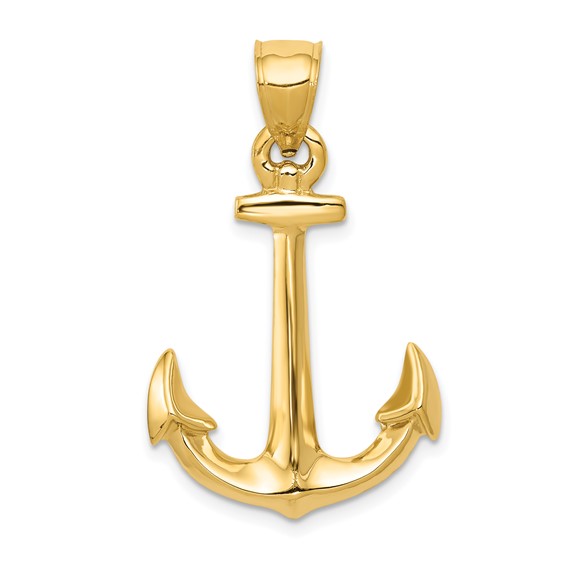 Gold Polished Anchor Pendant