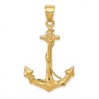 14K Yellow Gold 3-D Anchor Pendant with Rope view 3