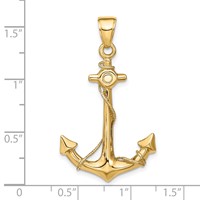 14K Yellow Gold 3-D Anchor Pendant with Rope view 5