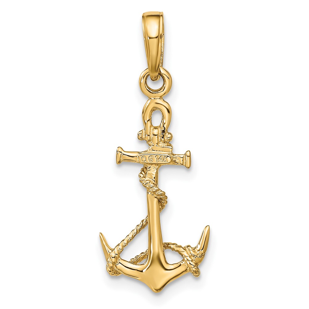 14k 3-D Anchor w/Shackle and Entwined Rope Pendant (C3344)
