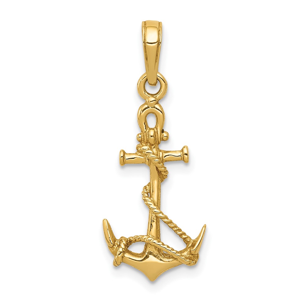 14k 3-D Anchor w/Shackle and Entwined Rope Pendant (C3344)
