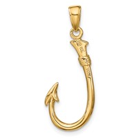 14K 3-D Fishing Hook Pendant view 3