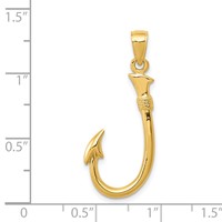14K 3-D Fishing Hook Pendant view 4