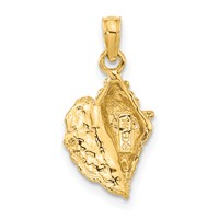 14K Yellow Gold Solid Polished Conch Shell Pendant view 3