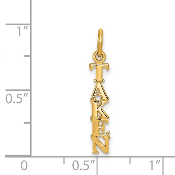 14K Polished TAKEN Vertical Charm
